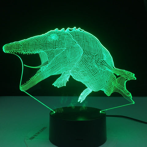 Mosasaurus Dinosaur 3D Night Light illuminator Visual Lamp Optical Illusion Kids Table Lighting 7 Colors Changing Best Gift