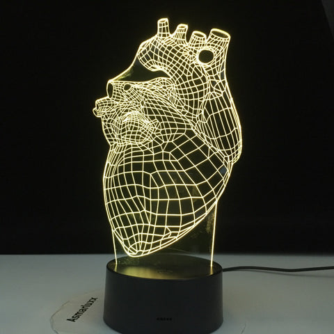 3D-1553 The Heart Shape 3D Lamp Battery Powered 7 Colors with Remote Cool Present for Children Atmosphere Led Night Light Lamp