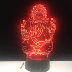 Ganesha 3D Lamp Battery Powered Color Changing with Remote Personalized Gift for Children Atmosphere Usb Led Night Light Lamp