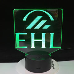 EHL Swiss Ecole Hoteliere de Lausanne Design Shape Electric Illusion 3d Lamp LED 7 Color Changing For Hotel Office Home GIft