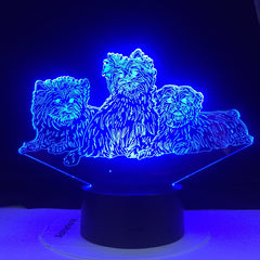 Dog Lamp 3D Acrylic Plate Support USB Charging7 Colors Changing Night Light Touch Remote Base Gifts For Children Bedroom Decor