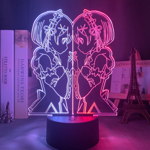 Anime 3d Lamp Rem and Ram From Re Zero Starting Life In Another World Nightlight for Bedroom Decor Birthday Gift Led Night Light