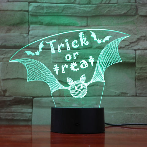 Trick or Treat Night Light 3D LED Desk Table Illusion Decoration Lamp Holiday Birthday Halloween Best Gift 791