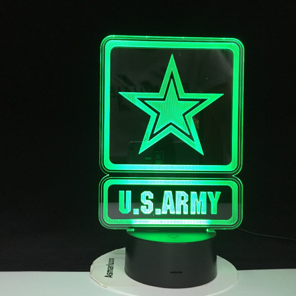 The U.S. Army Novel 3D LED Lamp Battery Operated Colorful with Remote Visual Light Effect Led Night Light Lamp Decorative 3243