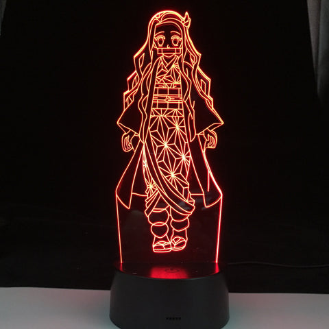 Nezuko Kamado Anime Lamp Demon Slayer Kimetsu No Yaiba 3D Led 16 Colors Light Japanese Anime Remote Control Base Table Lamp