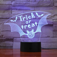 Trick or Treat Night Light 3D LED Desk Table Illusion Decoration Lamp Holiday Birthday Halloween Best Gift 791