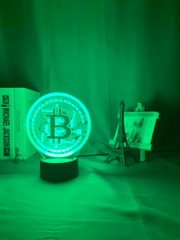 Acrylic Led Night Light Bitcoin for Room Decorative Nightlight Touch Sensor 7 Color Changing Battery Powered Table Night Lamp 3d