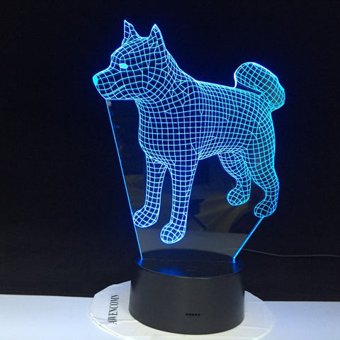 Siberian Husky Dog Night Light LED 3D Illusion 7 Color Changing Room Decorative Lamp Child Kid Baby Kit Desk Lamp Bedside 1910