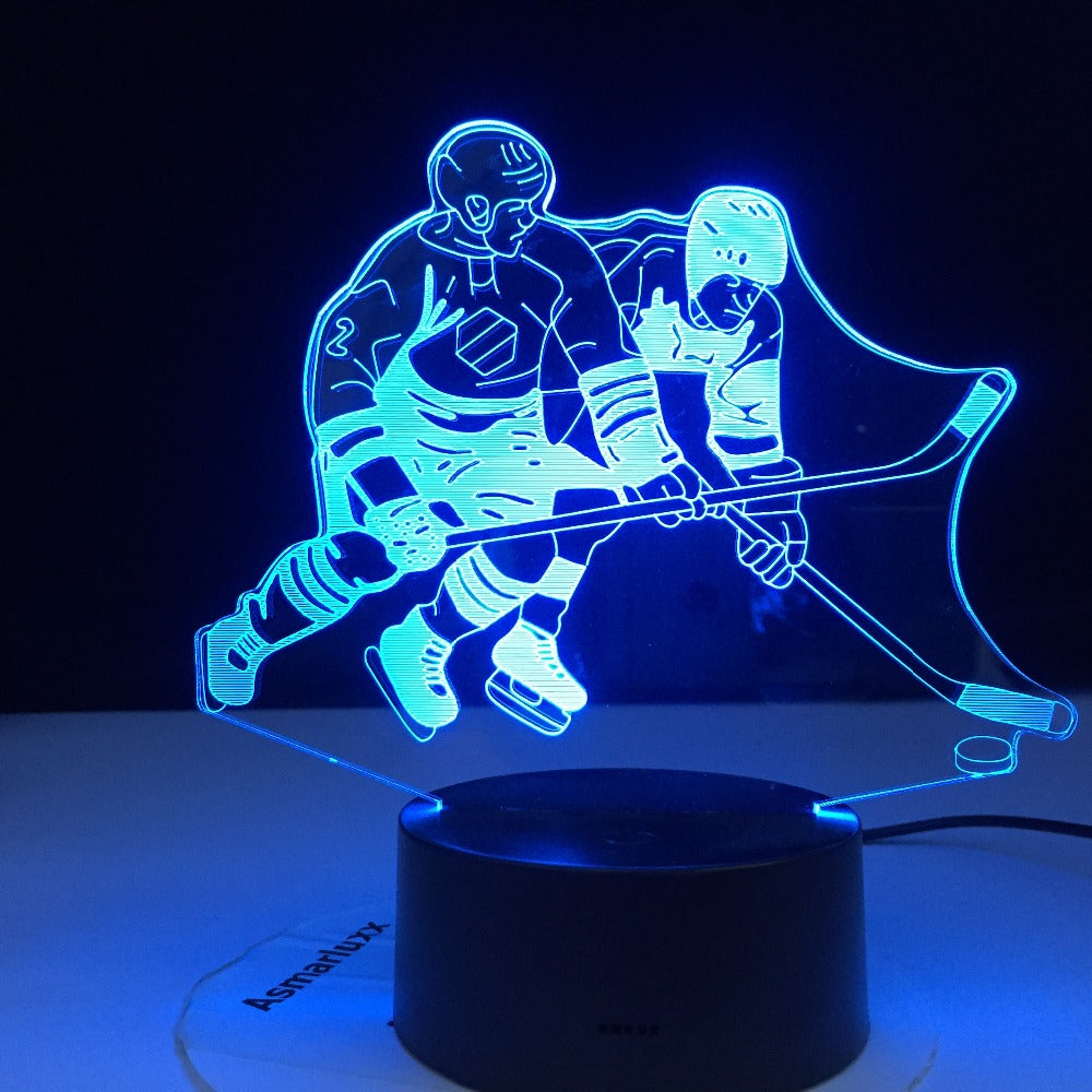 Ice Hockey Game 3D Remote Control Colors Lamp Visual Led Night Lights For Kids Touch Usb Table Lampara Lampe Sports Gift