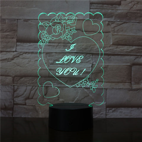 3D Visual Bulb Illusion Colorful LED Table Lamp Touch Romantic Light I Love You Heart Christmas Wedding Decor Lover Gift 2813