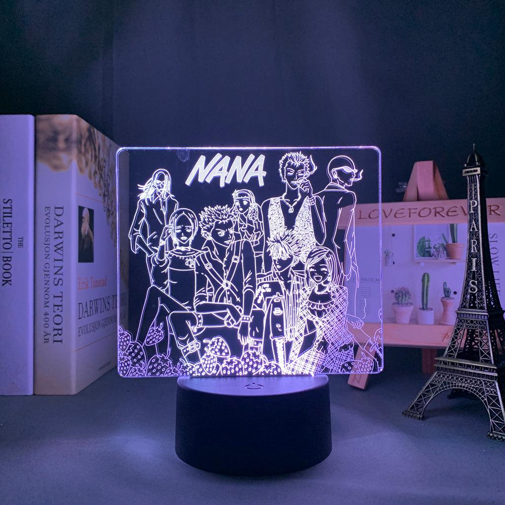 Manga Nana Group 3D LED Lamp Anime Figure Bedroom Desk Decoration Small Night Light for Children's Festival Birthday Gifts Neon Lights With Remote