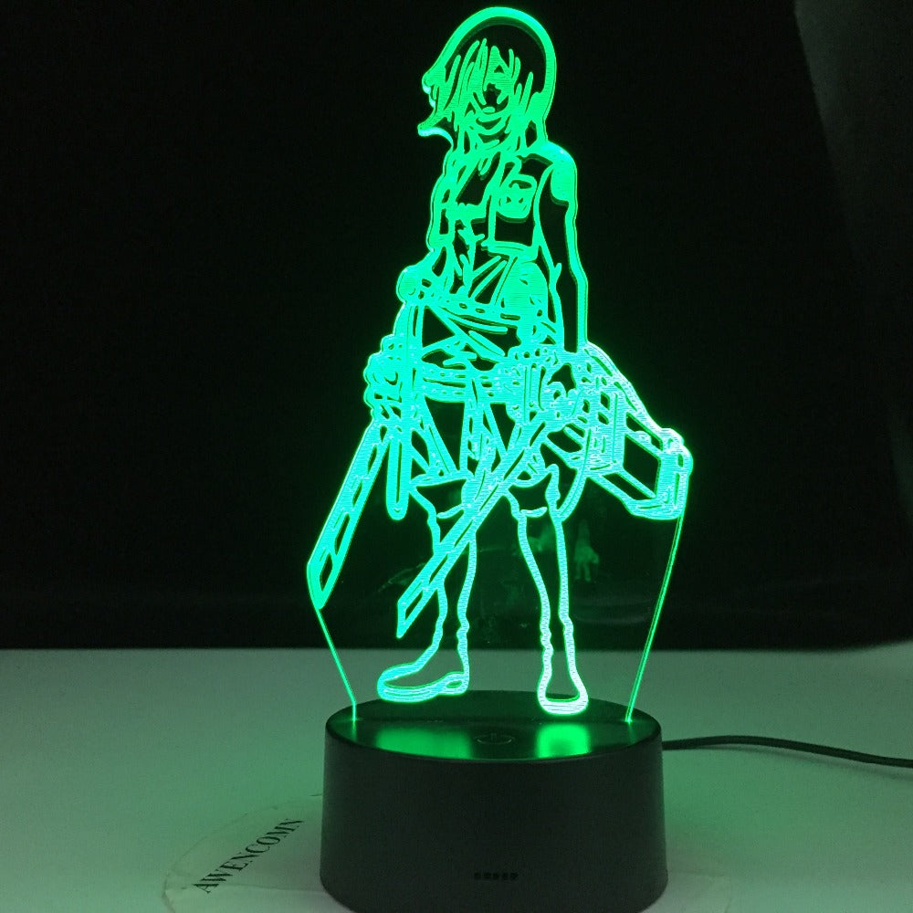 Attack on Titan Mikasa Ackerman Figure Kids 3d Lamp Nightlight for Room Decoration Led Colors Changing Night Light Anime Gift
