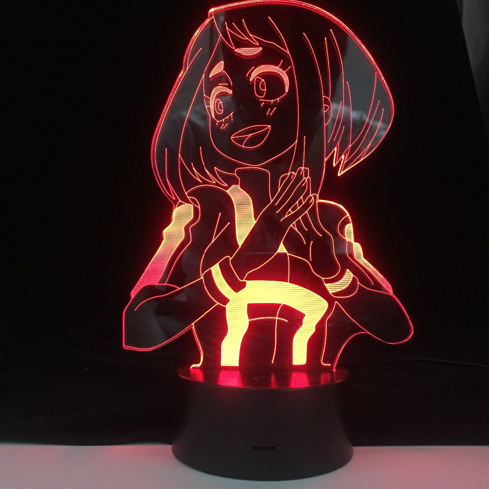 Ochaco Uraraka Anime Lamp My Hero Academia Boku 3D LED Nightlights ANIME LAMP Kids Child Boys Bedroom Decor Acrylic Table Lamp