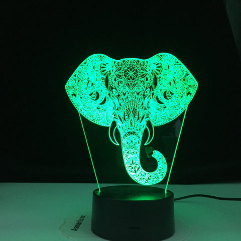 3D Touch Elephant Night Light Colorful Changing LED Table Lamp Gift Living Room Bar Decor Lights
