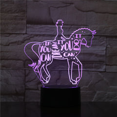 Small Night Light Creative Children Bedroom 3D Light horse riding Luminaria Usb Led Lovely 7 color change 3D Lamp 1923