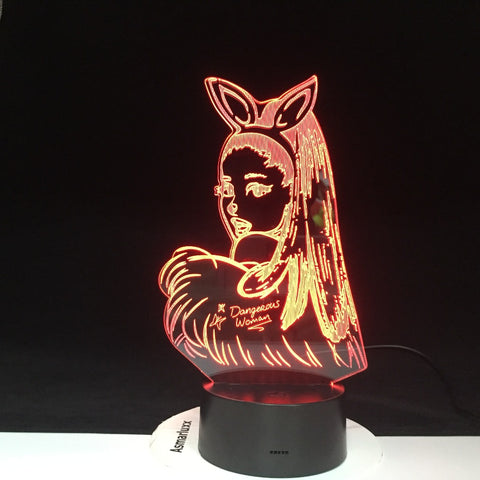 Celebrity Singer Ariana Grande Poster Cat Girl Fans Gift for Bedroom Decorative 3d Led Night Light 3d Lamp Table Nightlight 3987