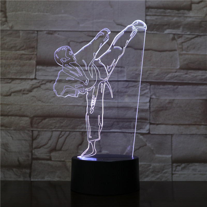 Karate Table Lamp USB Taekwondo Bedroom Lighting Decor Kid Gift 7/16 Colors Night Light Creative 3D LED Light Gradient Vision