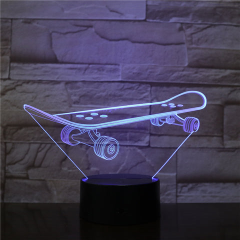 Skateboarding 3D LED Night Lamp Romantic Bedroom Table Lamp Valentines Gifts for Lovers Couples Kids Sleeping Light 3D-2195