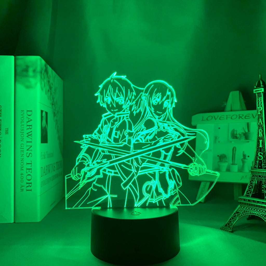 3d Led Night Light Anime Sword Art Online Kirito and Asuna for Bedroom Decor Nightlight Birthday Gift Table Lamp Manga SAO