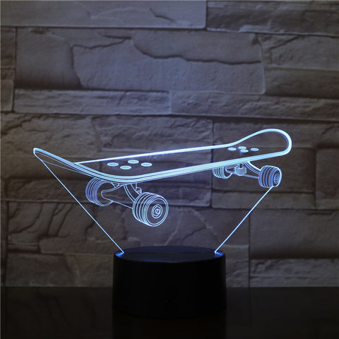 Skateboarding 3D LED Night Lamp Romantic Bedroom Table Lamp Valentines Gifts for Lovers Couples Kids Sleeping Light 3D-2195