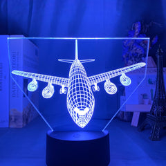Acrylic 3d Illusion Led Night Light Airplane Model Nightlight Gift for Kids Child Bedroom Decoration Colorful 3d Lamp Bedside