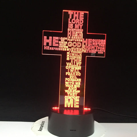 Jesus Christ Cross USB 3D LED Night Light Gifts Desk Table Lamp Bedroom The Lord Is My Shepherd Bible Book Lamp Dropshipping