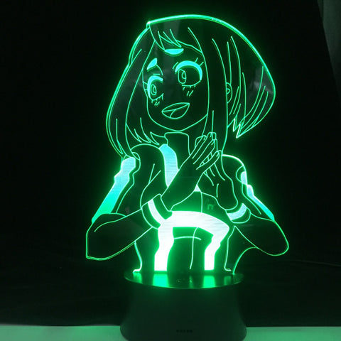 Ochaco Uraraka Anime Lamp My Hero Academia Boku 3D LED Nightlights ANIME LAMP Kids Child Boys Bedroom Decor Acrylic Table Lamp