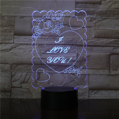 3D Visual Bulb Illusion Colorful LED Table Lamp Touch Romantic Light I Love You Heart Christmas Wedding Decor Lover Gift 2813