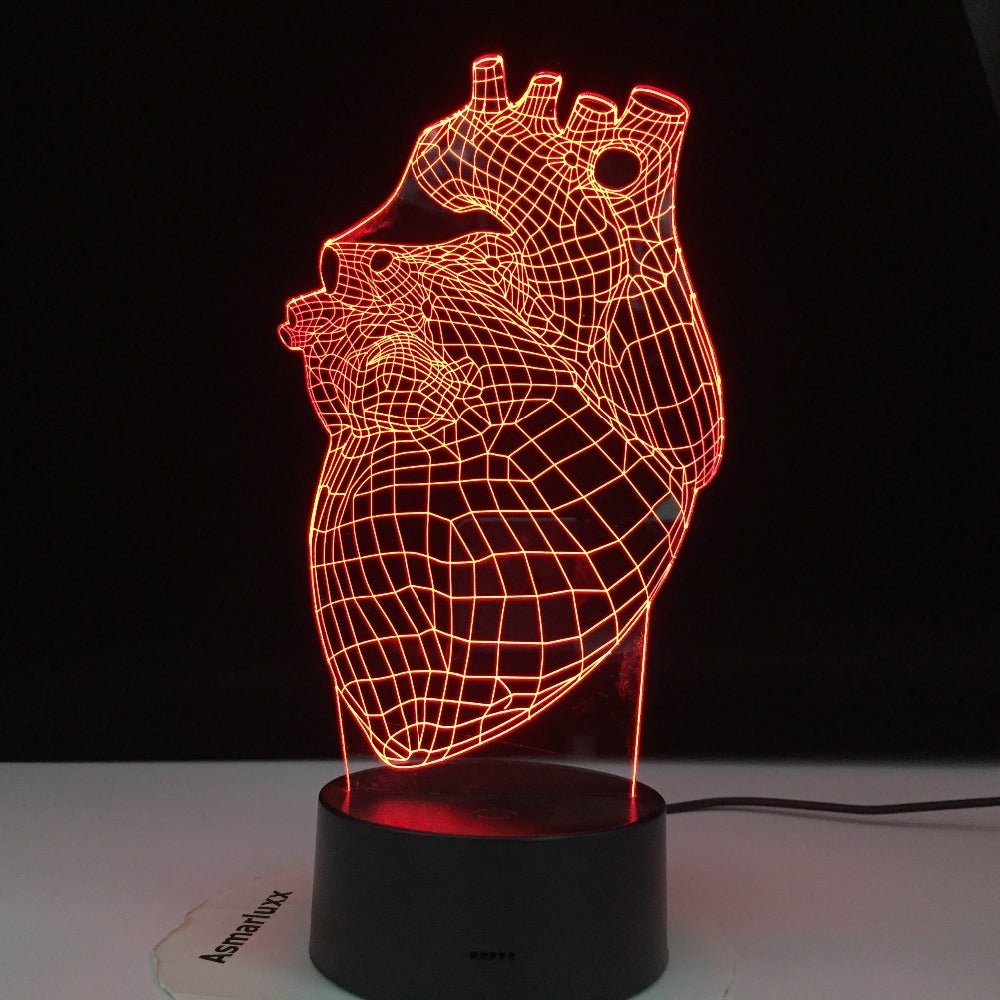 3D-1553 The Heart Shape 3D Lamp Battery Powered 7 Colors with Remote Cool Present for Children Atmosphere Led Night Light Lamp