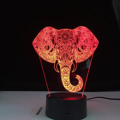 3D Touch Elephant Night Light Colorful Changing LED Table Lamp Gift Living Room Bar Decor Lights