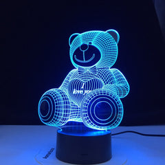Hot Selling Loving Bear 3d Lamp Colorful Gradual Nightlight Led Touch Gift 3d Vision Table Lamps For Living Room Desk Lamp