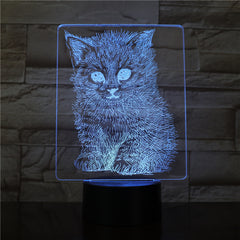 Lifelike Cat 3D LED Illusion Lamp USB Night Lights 7 Colors Flashing Novelty Table Lamp Kids Bedside Decorations Drop AW-3339