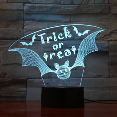 Trick or Treat Night Light 3D LED Desk Table Illusion Decoration Lamp Holiday Birthday Halloween Best Gift 791