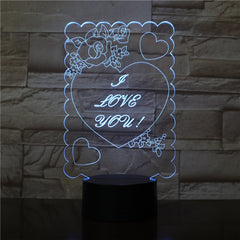 3D Visual Bulb Illusion Colorful LED Table Lamp Touch Romantic Light I Love You Heart Christmas Wedding Decor Lover Gift 2813