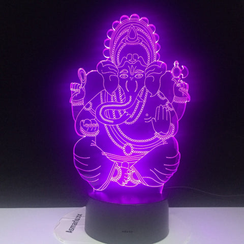 Ganesha 3D Lamp Battery Powered Color Changing with Remote Personalized Gift for Children Atmosphere Usb Led Night Light Lamp