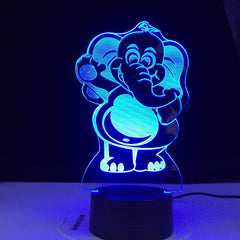 Drop Shipping Cartoon Elephant 3D Night Light LED 7 Color USB Illusion Gradient Xmas Birthday Gifts Toy Table Desk Lamp Kids