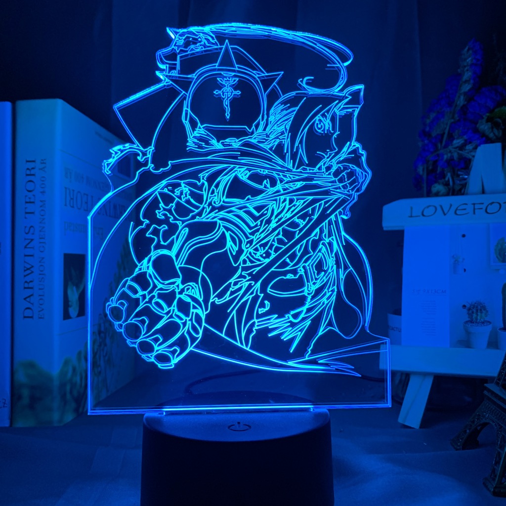 Manga Fullmetal Alchemist Edward Elric Figure Night Light Led Color Changing Kids Bedroom Decorative Nightlight Usb Desk 3d Lamp