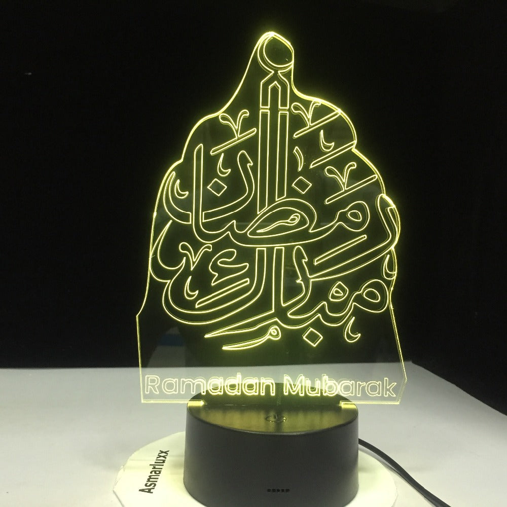 Novelty Islam Blessing Ramadan Mubarak Best Wishes Greetings 3D LED Night Light Desk Lamp Home Decor Holiday Gift Kids Toys
