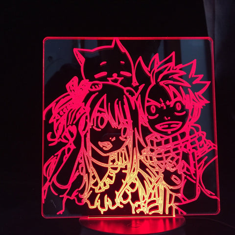 Fairy Tail Natsu Dragneel and Lucy Heartfilia Hug LED Lamp for Children's Festival Birthday gifts  Color Changes With Remote Control Night Light