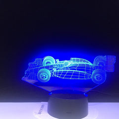 F1 Racing Car 3D LED Lamp Cute Gift for Infant Nightlight Multi-color with Remote for Indoor Decorative Led Night Light Lamp