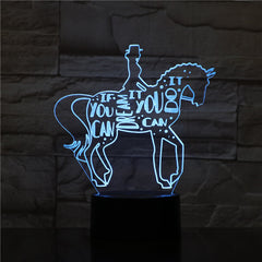 Small Night Light Creative Children Bedroom 3D Light horse riding Luminaria Usb Led Lovely 7 color change 3D Lamp 1923