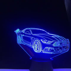 3D LED Night Light Vintage Super Car Action Figure 7 Colors Touch Optical Illusion Table Lamp Home Decoration Model