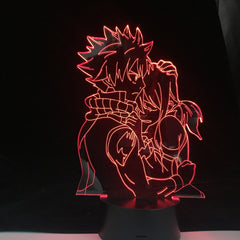 Natsu Grey and Lucy Anime Lamp Anime Fairy Tail Natsu Dragneel and Erza Scarlet Hug Night Light Led Touch Sensor Nightlight