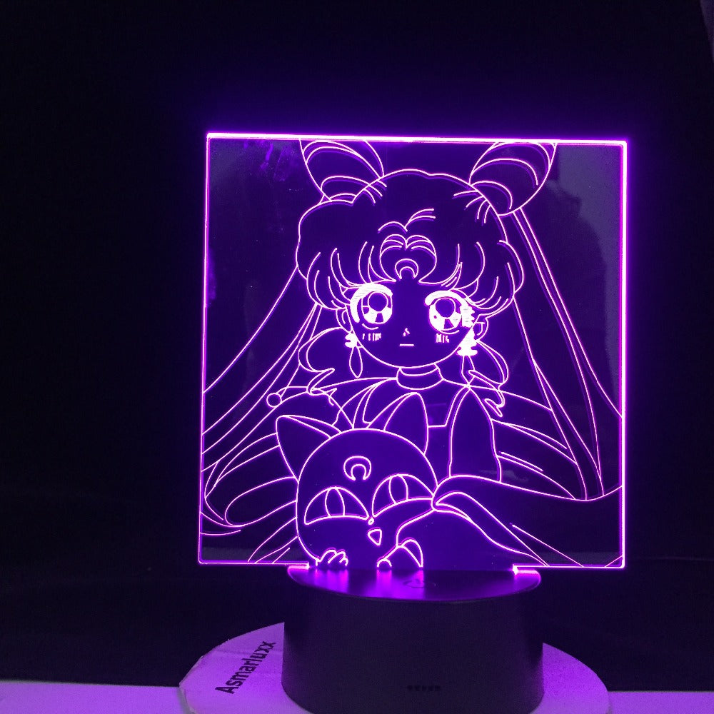 Sailor Moon Led Night Light for Girls Bedroom Decor Light Touch Sensor RgbW Colorful Nightlight Anime Characters 3d Table Lamp