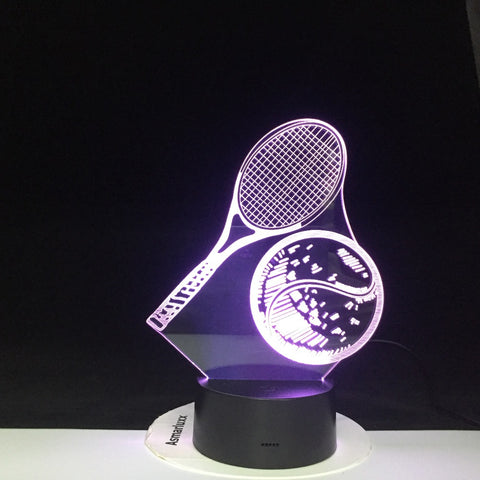 Modelling 3D LED Tennis Night Light 7 Colors Changing USB Table Lamp Tennis Fans Home Decor Sleep Luminaria Light Gifts 4303