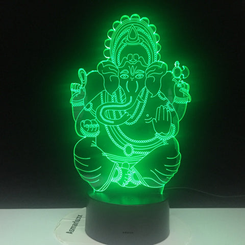 Ganesha 3D Lamp Battery Powered Color Changing with Remote Personalized Gift for Children Atmosphere Usb Led Night Light Lamp