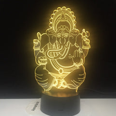 Ganesha 3D Lamp Battery Powered Color Changing with Remote Personalized Gift for Children Atmosphere Usb Led Night Light Lamp