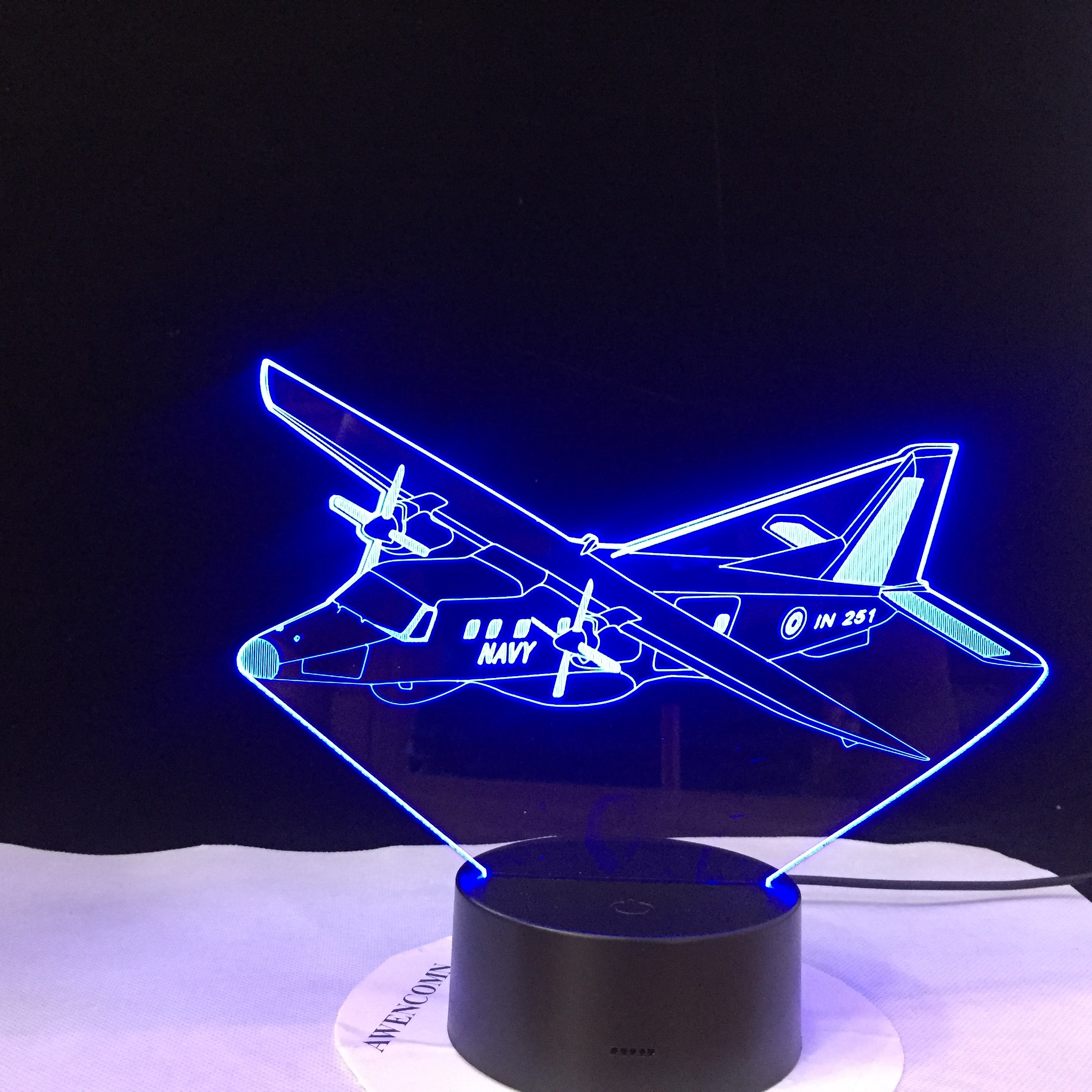 Air Craft Airplane Toy 3D Night Lamp with Touch / Remote Control LED Light Christmas Gifts Kids Hobbies