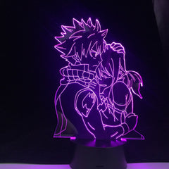 Natsu Grey and Lucy Anime Lamp Anime Fairy Tail Natsu Dragneel and Erza Scarlet Hug Night Light Led Touch Sensor Nightlight