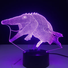 Mosasaurus Dinosaur 3D Night Light illuminator Visual Lamp Optical Illusion Kids Table Lighting 7 Colors Changing Best Gift